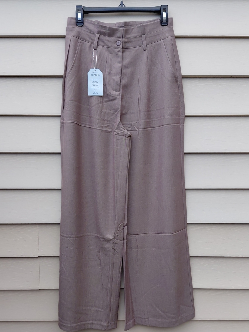 NI MIN Women's Taupe Wide-Leg High-Rise Pants Size Small